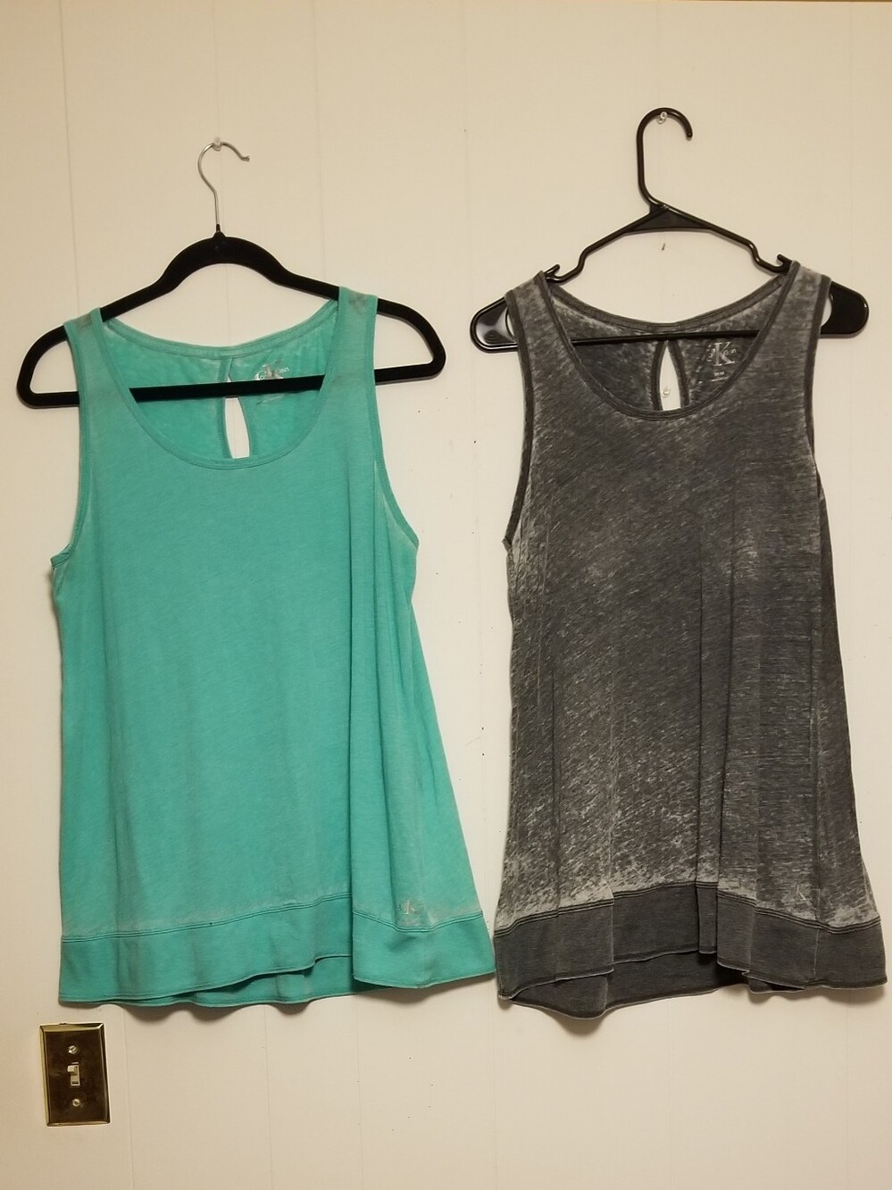 Pair Of Calvin Klein Mint Gray Sleeveless Athletic Performance Tank Tops